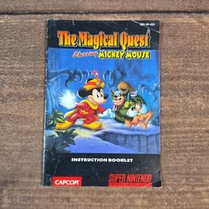 Capcom The Magical Quest Mickey Mouse SNES Manual OS Blue Good Vintage Disney